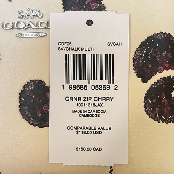 Coach Cherry Corner Zip Wristlet - Picture 12 of 14